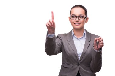 Emlak kavramında anahtarları tutan kadın