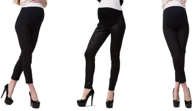 Karmaşık görüntülü hamile kadın beyazda izole edilmiş.