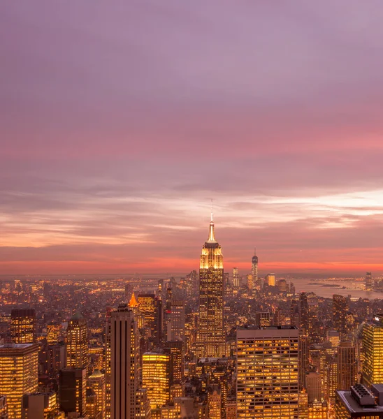 Günbatımında New York Manhattan manzarası