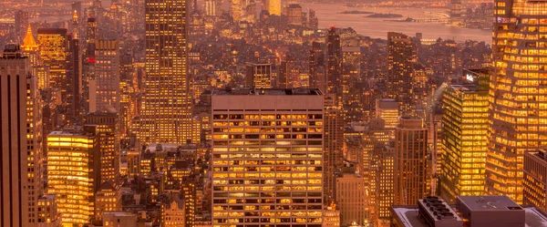 Vue de New York Manhattan pendant les heures de coucher du soleil — Photo