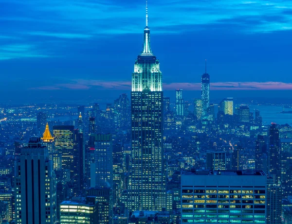 Blick auf New York Manhattan bei Sonnenuntergang — Stockfoto