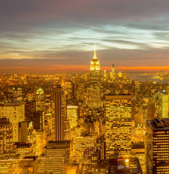 Günbatımında New York Manhattan manzarası