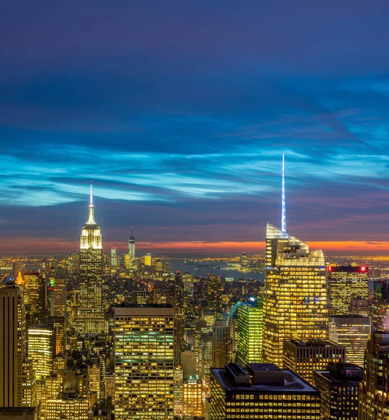 Pohled na New York Manhattan během západu slunce — Stock fotografie