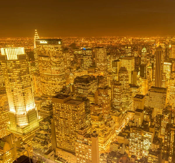 Uitzicht op New York Manhattan tijdens zonsondergang — Stockfoto