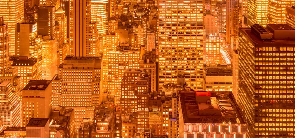 Uitzicht op New York Manhattan tijdens zonsondergang — Stockfoto