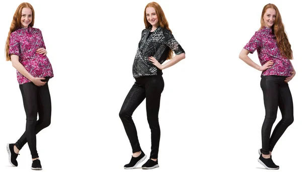 Mujer embarazada en imagen compuesta aislada en blanco —  Fotos de Stock
