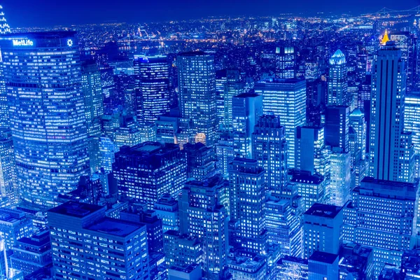 Night view of New York Manhattan during sunset