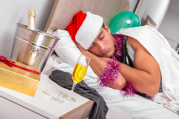 Young man having hangover after heavy partying — Stock Photo, Image