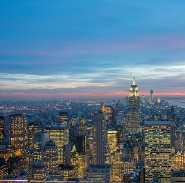 Günbatımında New York Manhattan manzarası