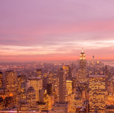 Günbatımında New York Manhattan manzarası