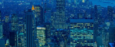 Günbatımında New York Manhattan manzarası