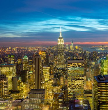 Günbatımında New York Manhattan manzarası