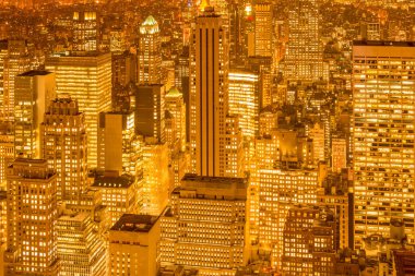 Günbatımında New York Manhattan 'ın gece manzarası