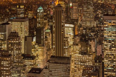 Günbatımında New York Manhattan 'ın gece manzarası