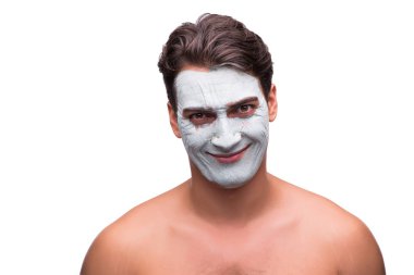 Adam beyaz izole çamur maskesi