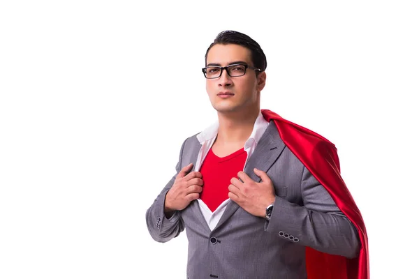 Jeune homme d'affaires portant une couverture rouge sur blanc — Photo