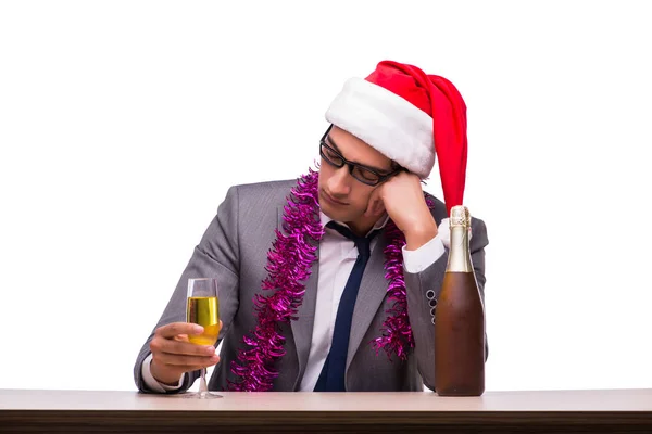 Jungunternehmer feiert Weihnachten im Amt — Stockfoto