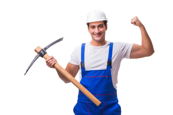 Man with axe isolated on the white — Stock Photo, Image