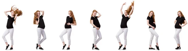 Femme enceinte en image composite isolée sur blanc — Photo