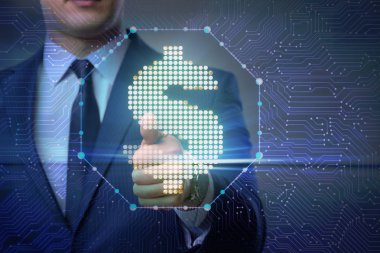 İşadamı Doları ile sanal düğmesine basarak