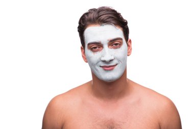 Adam beyaz izole çamur maskesi