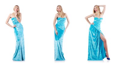 Beyaz üzerine uzun model modayla moda kavramı