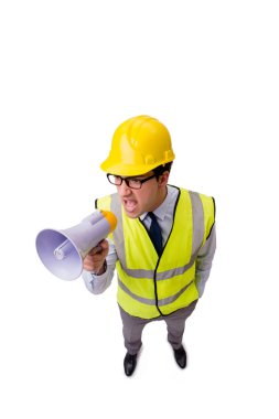 Beyaz izole kızgın inşaat Danışmanı