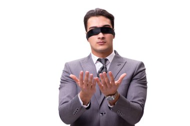 Beyaz izole blindfolded işadamı