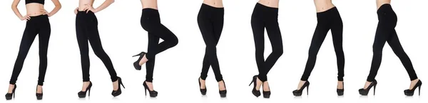 Schwarze Leggings im Schönheitsmodekonzept isoliert auf Weiß — Stockfoto