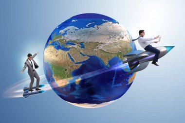 İki işadamları dünyanın dört bir yanından takip