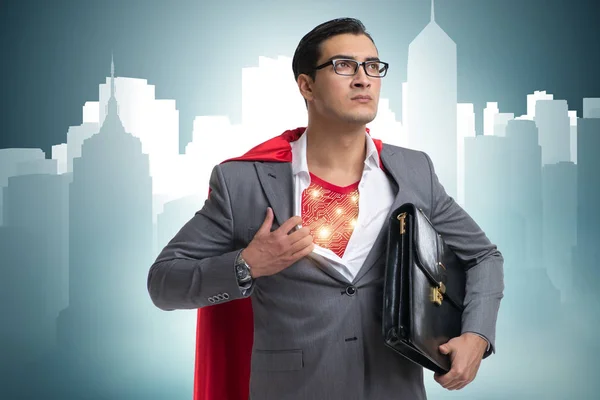 Супергерой готується врятувати місто — стокове фото