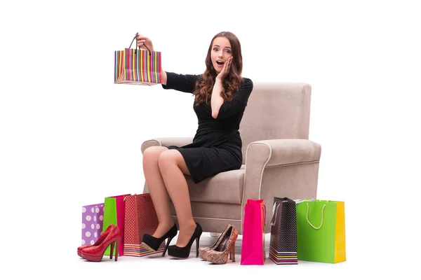 Mujer recibiendo zapatos nuevos como regalo —  Fotos de Stock