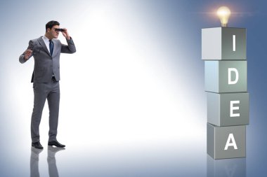 Parlak fikirler arayan iş adamı.