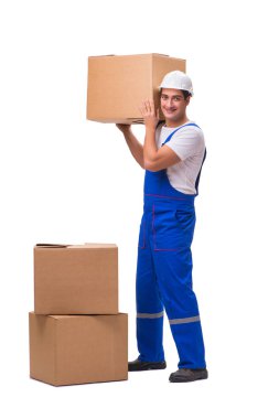 Adam beyaz izole kutusu teslim