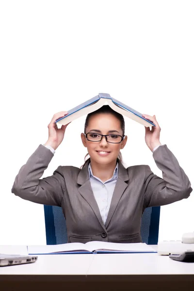 Jeune femme d'affaires au bureau isolée sur blanc — Photo