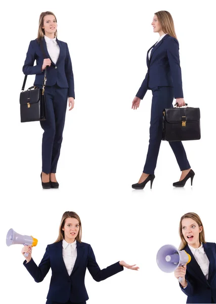 Affärskvinna i kostym isolerad på vitt — Stockfoto