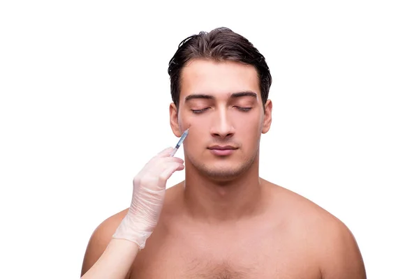 Hombre sometido a cirugía plástica aislado en blanco — Foto de Stock