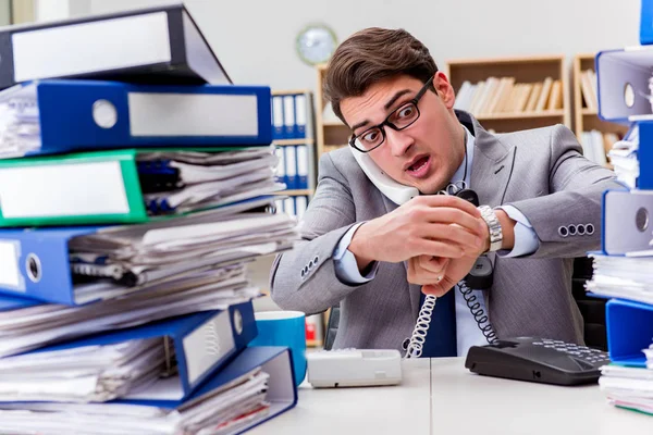 Busy businessman under stress due to excessive work — Stock Photo, Image