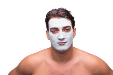 Adam beyaz izole çamur maskesi