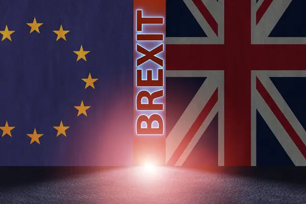Brexit 概念 — — 英国离开 Ue-3d 渲染 — 图库照片