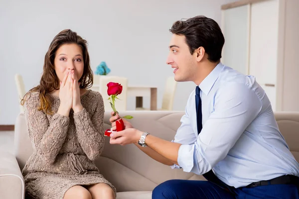Romantic concept with man making marriage proposal — Stock Photo, Image