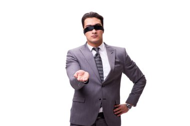 Beyaz izole blindfolded işadamı