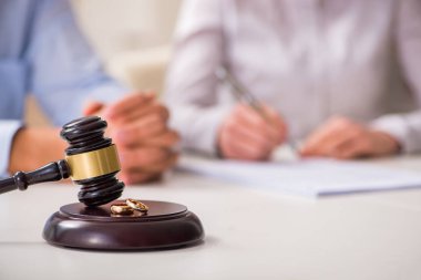 Judge gavel deciding on marriage divorce clipart