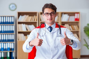 Hastane laboratuvarında çalışan süper kahraman doktor.