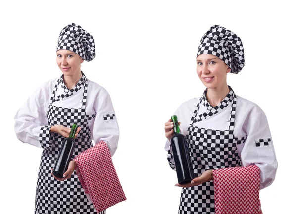 Mujer chef en collages sobre blanco —  Fotos de Stock