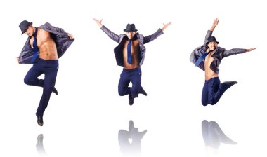 Zıplayan işadamı beyazda izole