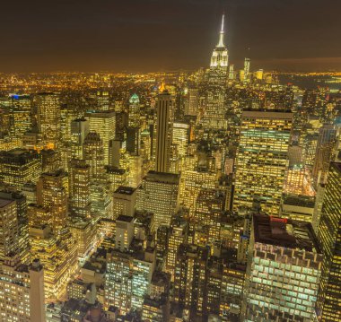 Günbatımında New York Manhattan manzarası