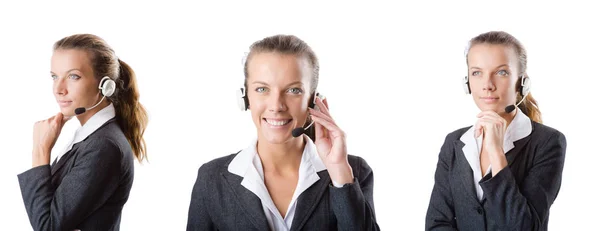Asistente de centro de llamadas respondiendo a llamadas —  Fotos de Stock