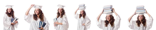 Jovem estudante isolado em branco — Fotografia de Stock