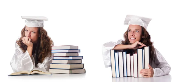 Joven estudiante aislado en blanco — Foto de Stock